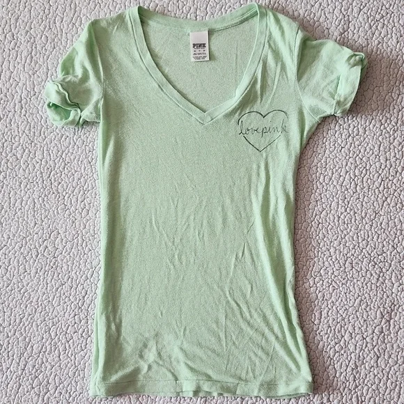 Victoria's Secret Pink vneck heart logo top top and cropped joggers loun… - Picture 2 of 11